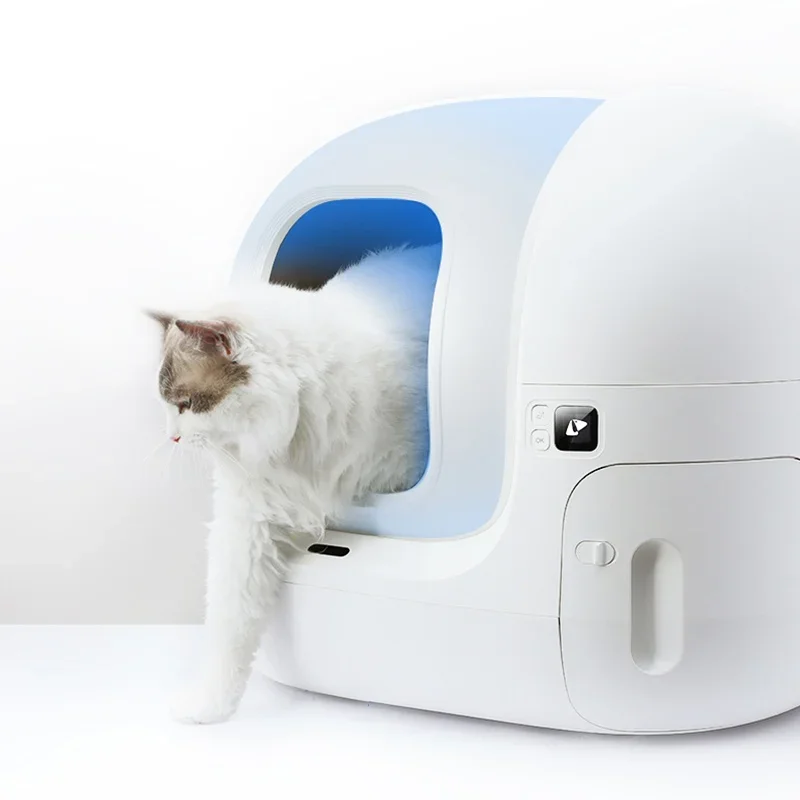 White Intelligent Automatic Cat Toilet Wifi Smart Pet Cat Toilet Automatic Cat Lit-ter Box