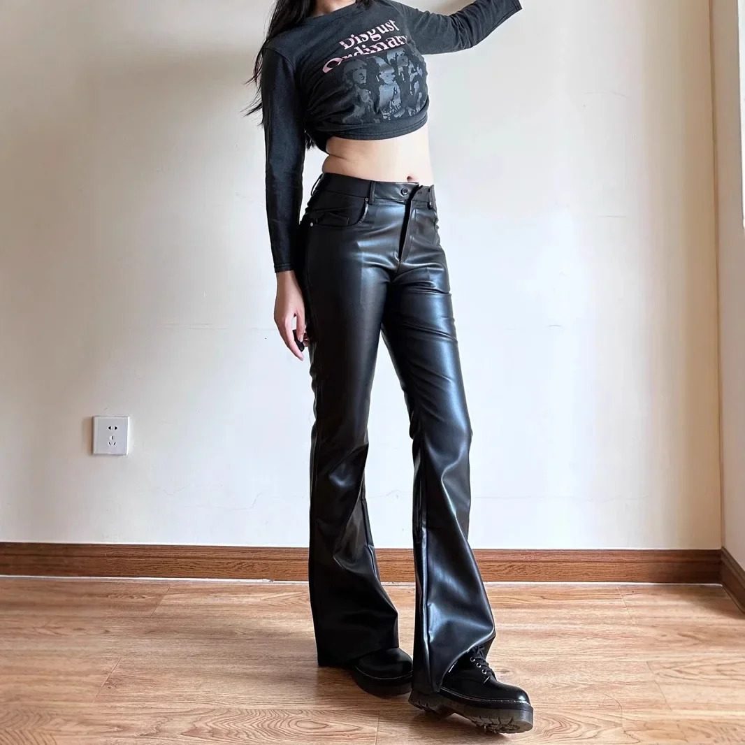 Plus Size Black High-Waisted Micro Flare Womens Pants American Style Sexy Tall Leggings Casual Autumn Fashion Long Pants 250304