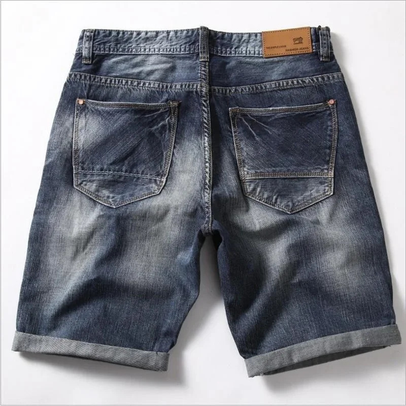 Men Gray Denim Shorts Jeans Pants Good Quality Men Cotton Knee Length Short Jeans Summer Male Large Size Denim Shorts 42 250304