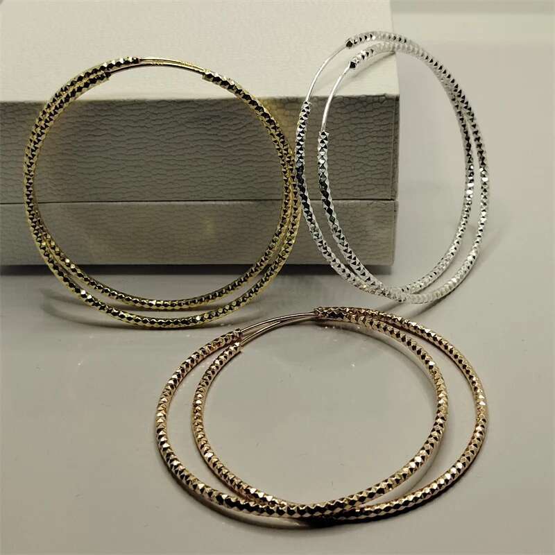 Somilia - Sterg Sier Round Earrings for Women Large Circle Piercing Rose Gold Hoop Earring Dropship Suppliers With Gife