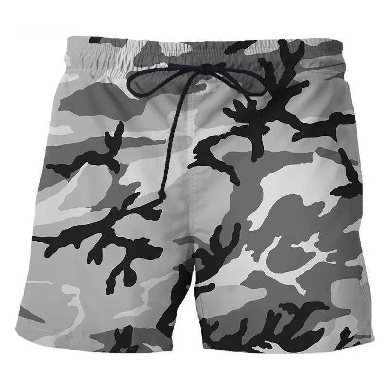 Camouflage 3D printed shorts mens outdoor sports board shorts unisex fashion casual swimming beach pantsXJ250304