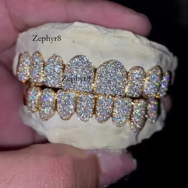 2025 New model Yu Ying Custom Hip Hop Gold Plated Iced Out Moissanite Dia Grillz for Teeth