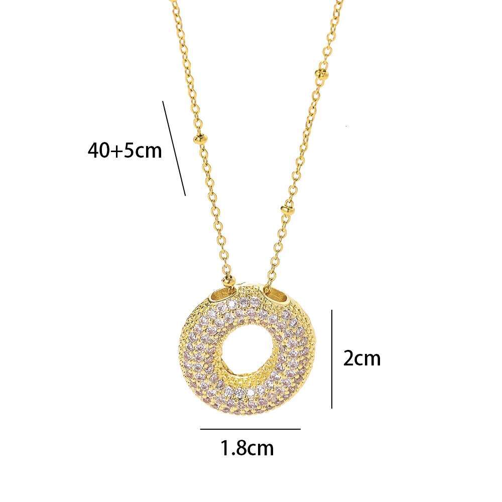 New Zircon Crystal 26 English Letters Stainless Steel Necklaces For Women Trendy Female Choker Chain Jewelry Wholesale