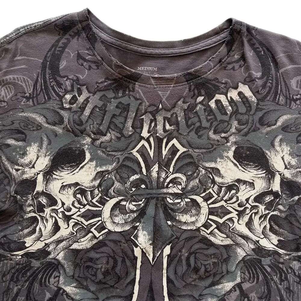 Y2K Pain T-shirt Hip Hop Skeleton Pattern New Harajuku Extra Large Round Neck T-shirt Short Sleeve Top Gothic Clothing Street Clothing