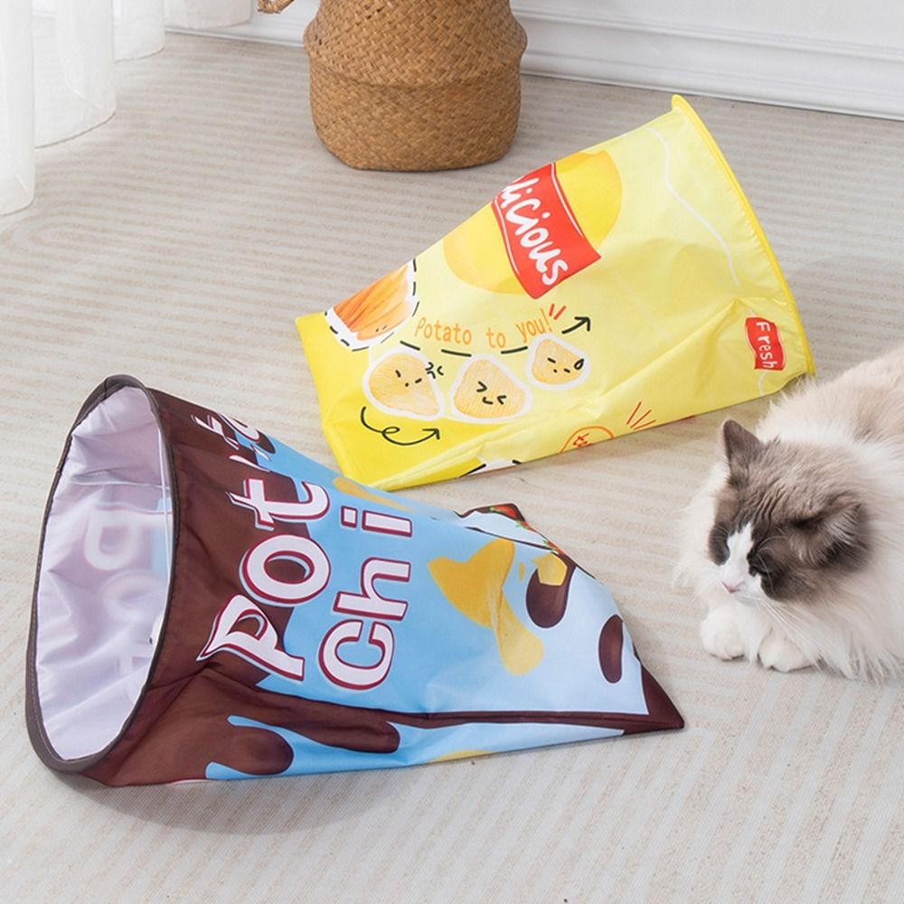 Funny Polyester Interactive Cat Drill Bag Bite Resistant with Sound Cat Tunnel Bag Collapsible Potato Chips Cats Tunnel Indoor
