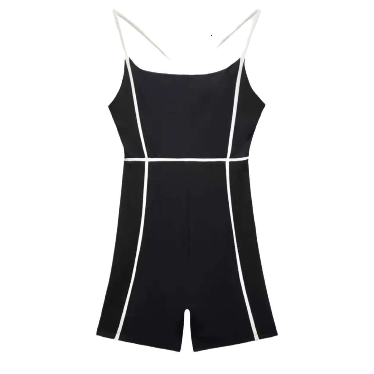 Yoga Jumpsuit Shorts Fiess Women Black Stripy Pilates Bodysuit Gym Set Sport Badminton Golf Summer Tracksuit Active Wear