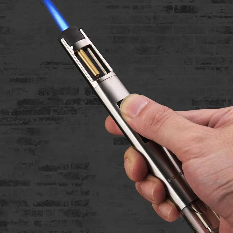 HONEST-Airbrush Torch Turbo Lighter Windproof Cigar Lighter Unusual Metal Jet Butane Gas Pipe Welding Lighter Kitchen GadgetT250305