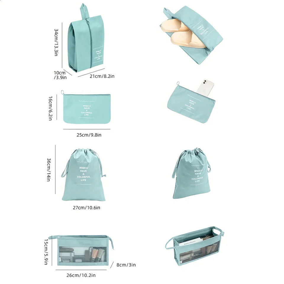Ship from US 8 Pcs Solid Color Packing Cubes For Travel Luggage Organizers Toiletries Shoes Clothes Cosmetics Bags 250305FBB