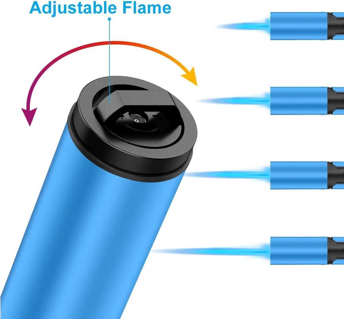 2 Pack Windproof Adjustable Jet Flame Butane Lighter Refillable Gas Torch Lighter for Candles Grill BBQ Fireplaces CampingT250305