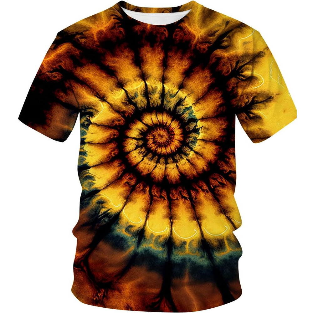 Mens T shirt Unisex Tie Dye Crew Neck Short Sleeve T-Shirt tee Casual tops summer clothes Fashionable thread pattern