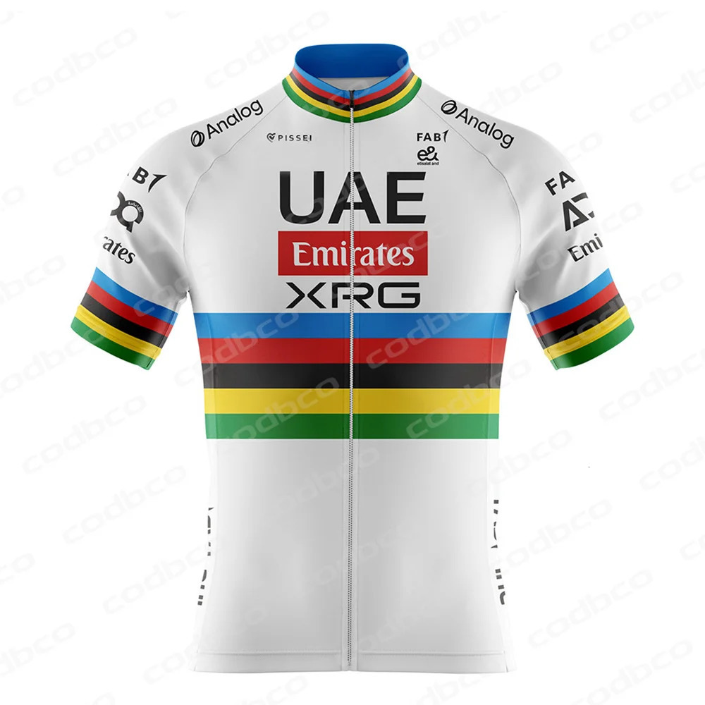 UAE Team Cycling Jersey Set Mens Clothing Road Bike TShirt Suit Bicycle Bib Shorts MTB Maillot 250304