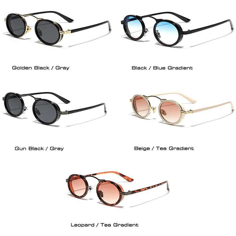 soei retro punk sunglasses women small oval gradient shades uv400 men trending semimetal sun glasses