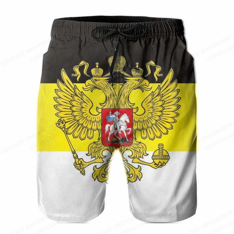 Russian Eagle Emblem Graphic Beach Shorts Mens 3D Russian Flag Bear Printed Board Shorts Swimsuit Homme 2024 Summer Swimsuit RelayXJ250304