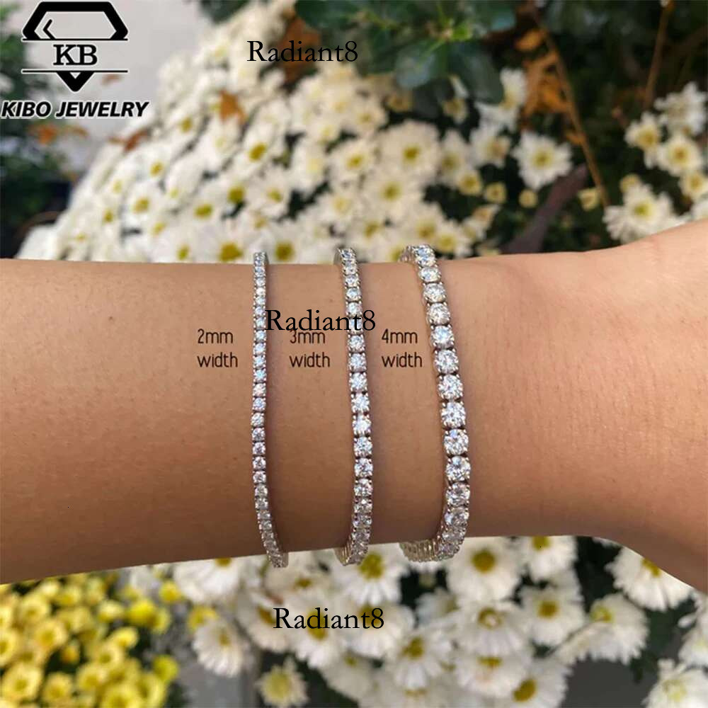 Kibo sier Men's Accessories Width 2-6.5mm D Color VVS1 Sier for Women Moissanite Tennis Chain Bracelet