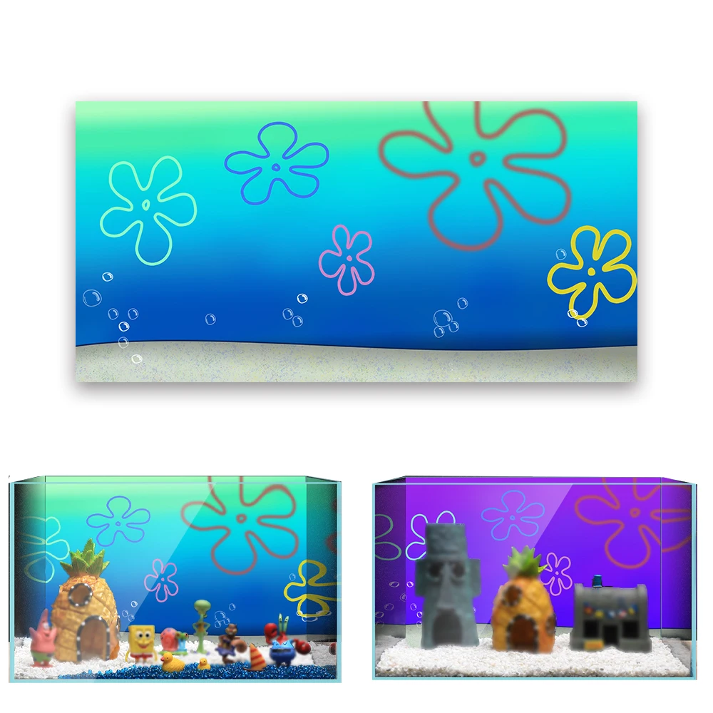 Cartoon bob Underwater Aquarium Background Sticker (16x24 in / 41x61cm) HD Printing Wallpaper Fish Tank Backdrop Decorations PVC
