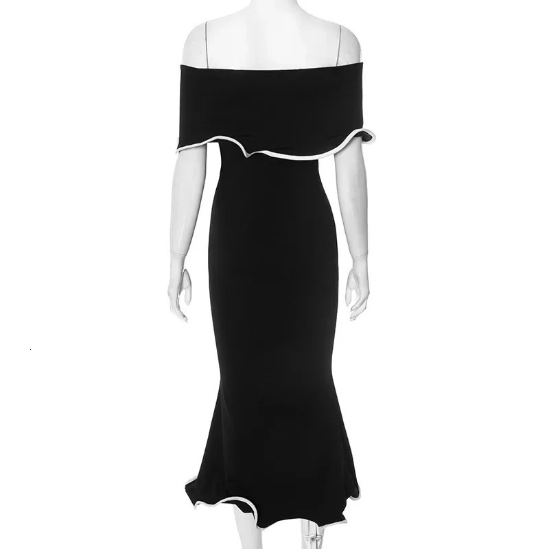 Strapless Sexy Party Club Ruffles Maxi Dress Off Shoulder Backless Outfit Summer Bodycon Ruched Evening Dresses 250304