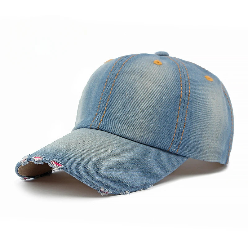 Washed Denim Baseball Cap Mens and Women Outdoor Sunscreen Visor Retro Old Cap Casual Jeans Sport Street Dance Hip Hop Sun Hat 250304