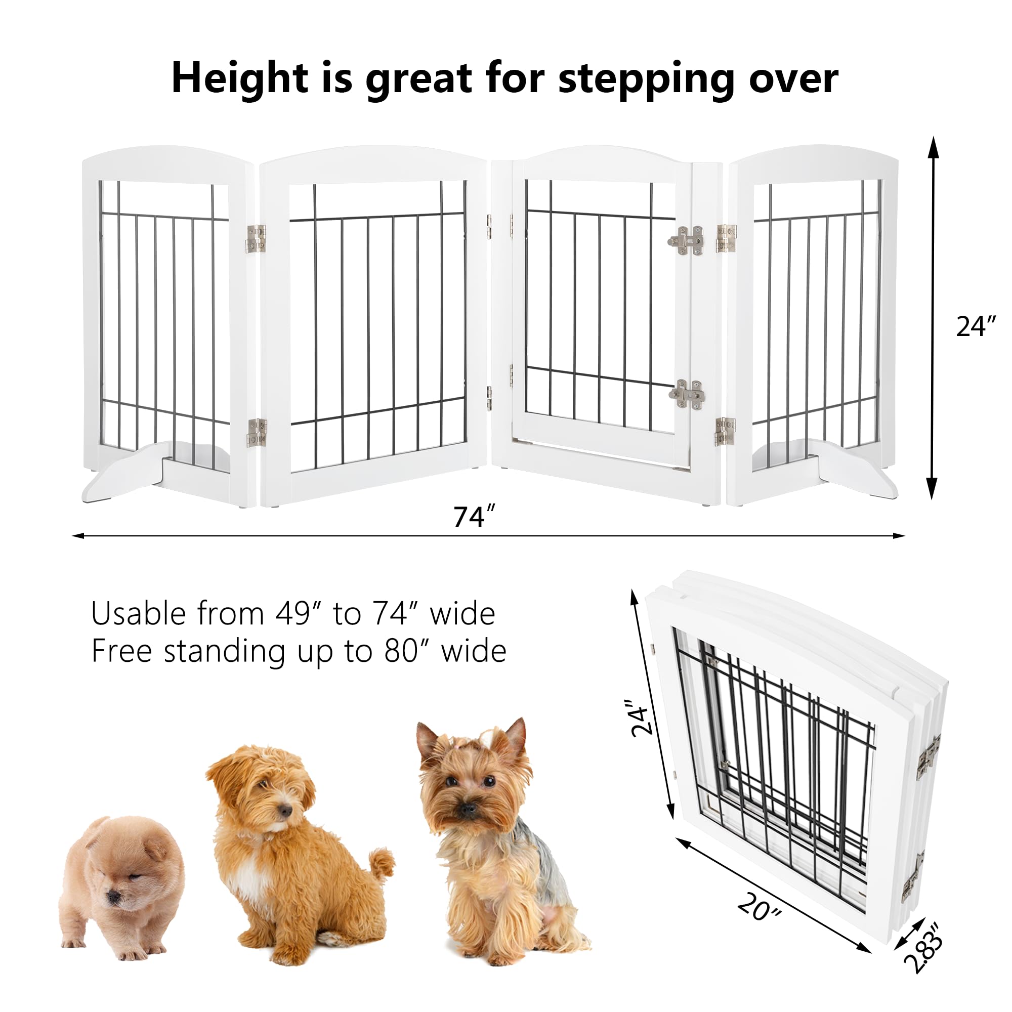 Foldable Small White Canine Access Control - Durable Freestanding Pet Doors for Indoors with Easy Assembly