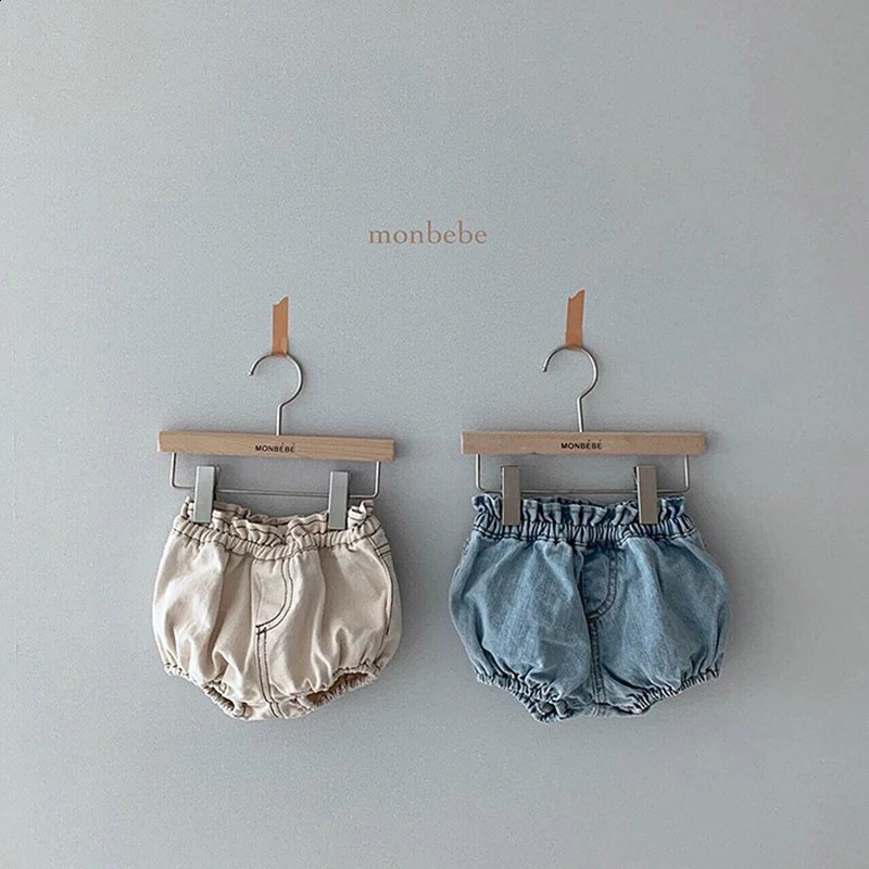 Casual Denim Baby Bubbles Ruffles Elastics Waist born Bloomers Cozy Cotton Toddler Short Pants Children Trousers 6m 12m 24m 250304