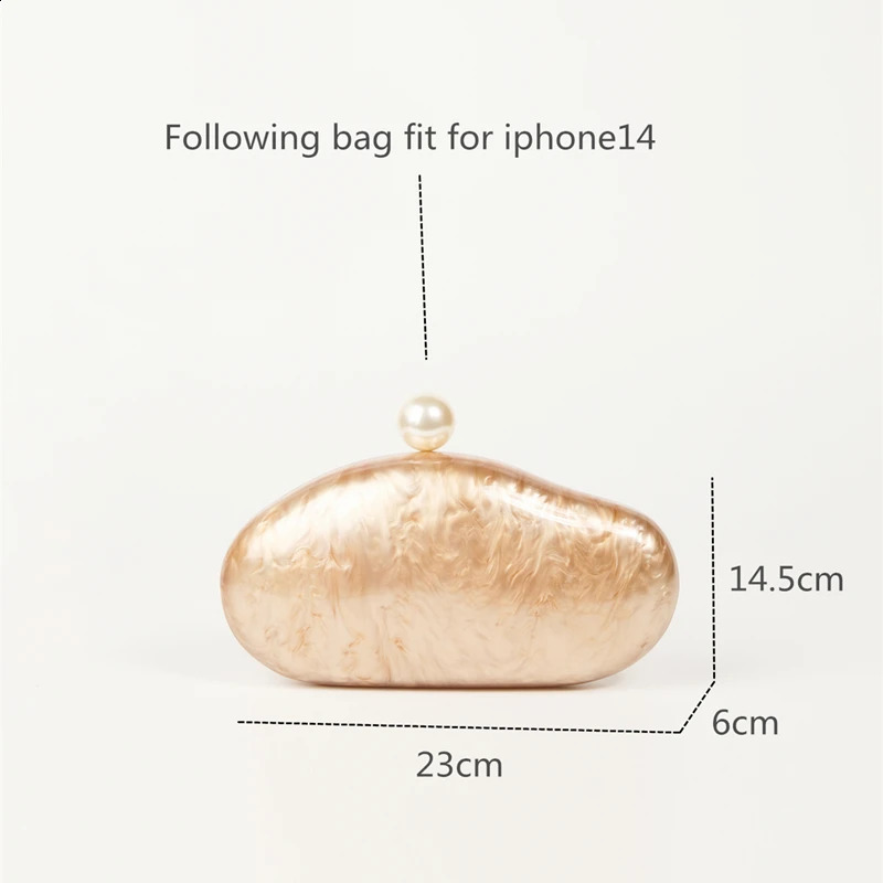 Shell Clutch Bag Acrylic pearl color purse women wedding evening party cute ivory pearl coffee color handbag 250304
