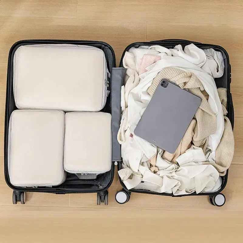 Ship from US Compression Bags For Travel 6 Pcs Organizer Suitcase Set Packing Cubes DoubleStitched 250305FBB