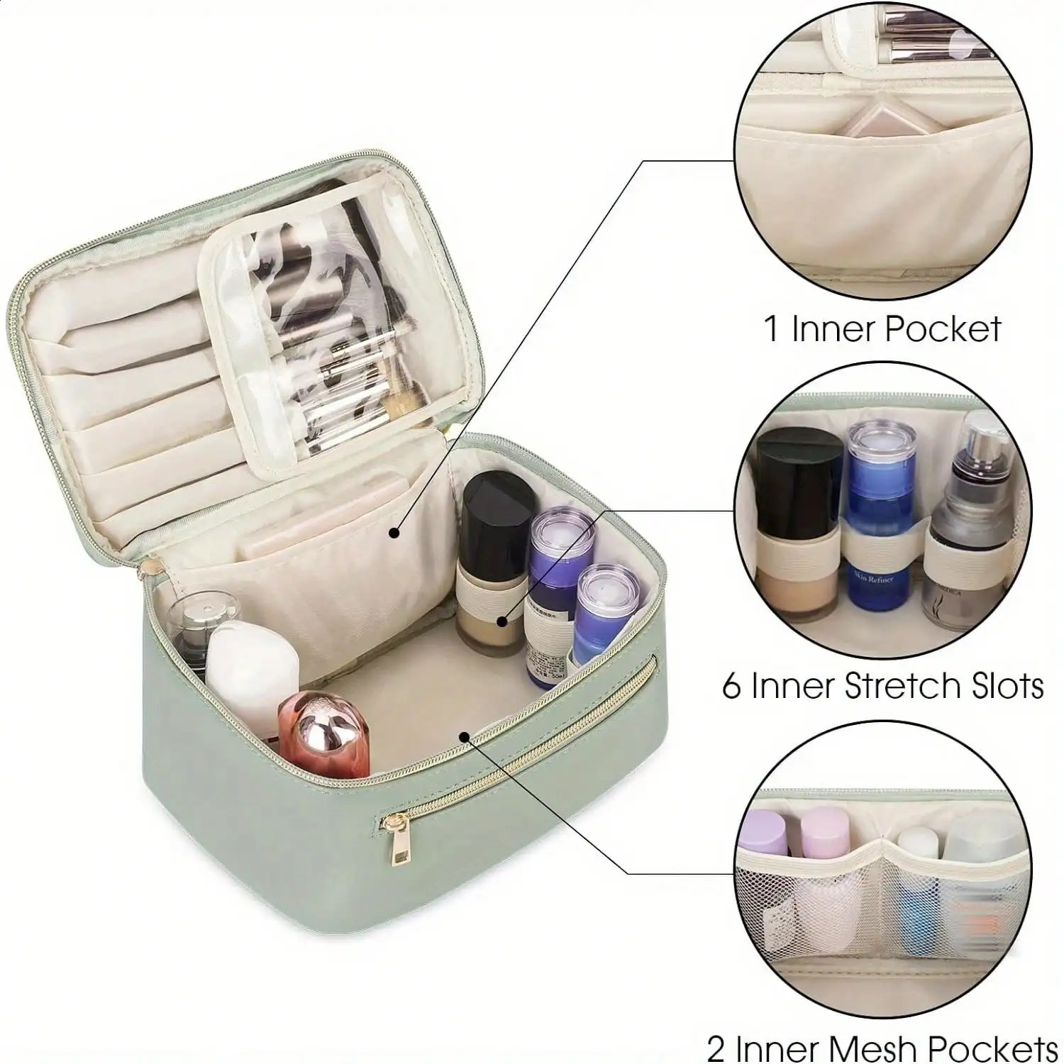 Ship from US Wandering Nature Makeup Bag Travel Make Up Organizer Cosmetic Brush Bags Case for Women 250305FBB