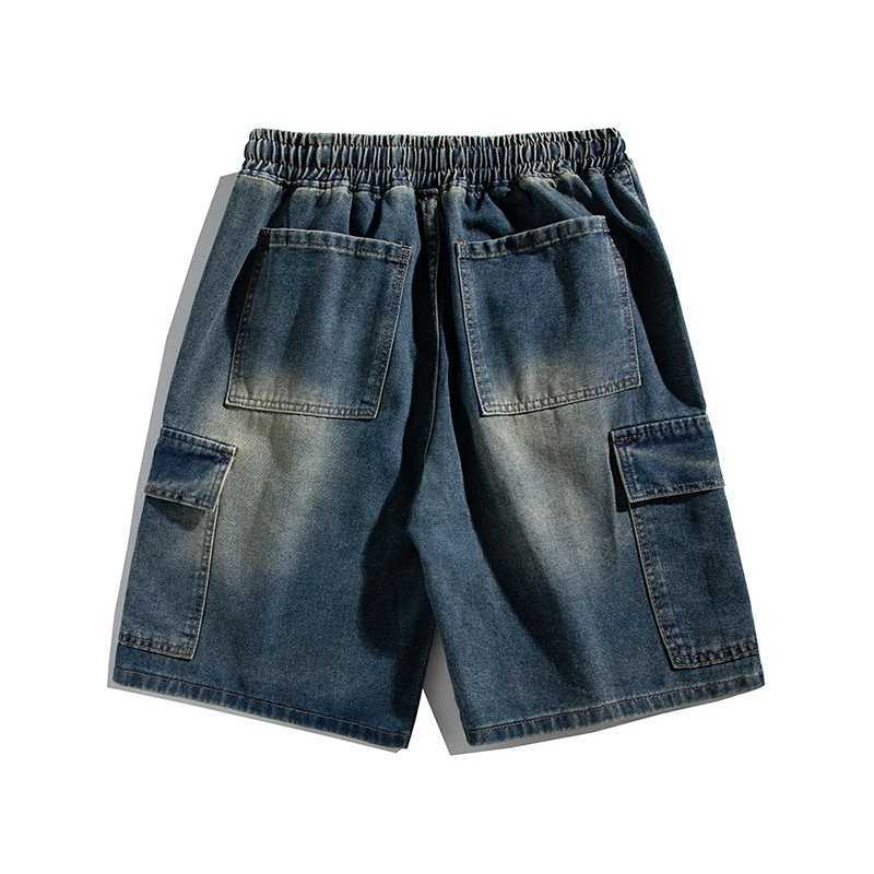 Summer Fashion Male Denim Shorts Vintage Nostalgic Loose Casual Short Jeans Elastic Waist Classic Mens Cargo Shorts StreetwearT250305
