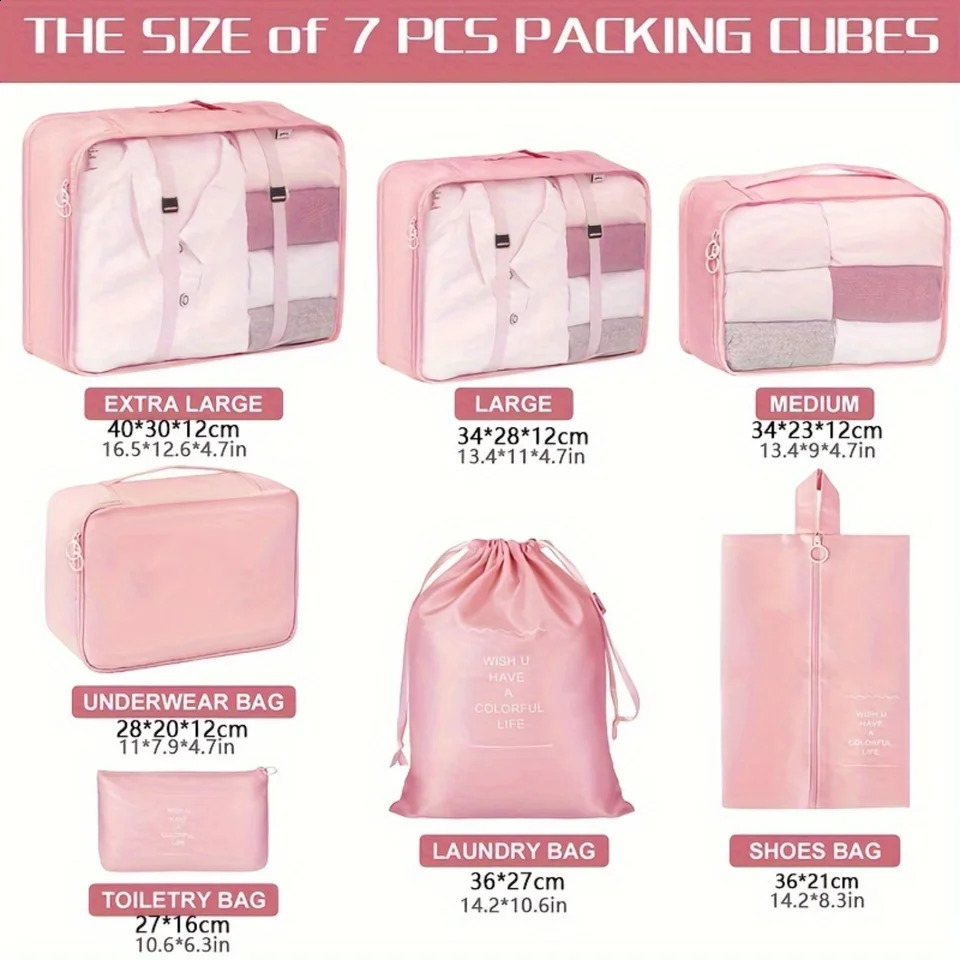 Ship from US Travel packaging cube set portable mesh clothing bag foldable luggage manager with shoe travel essentials 250305FBB