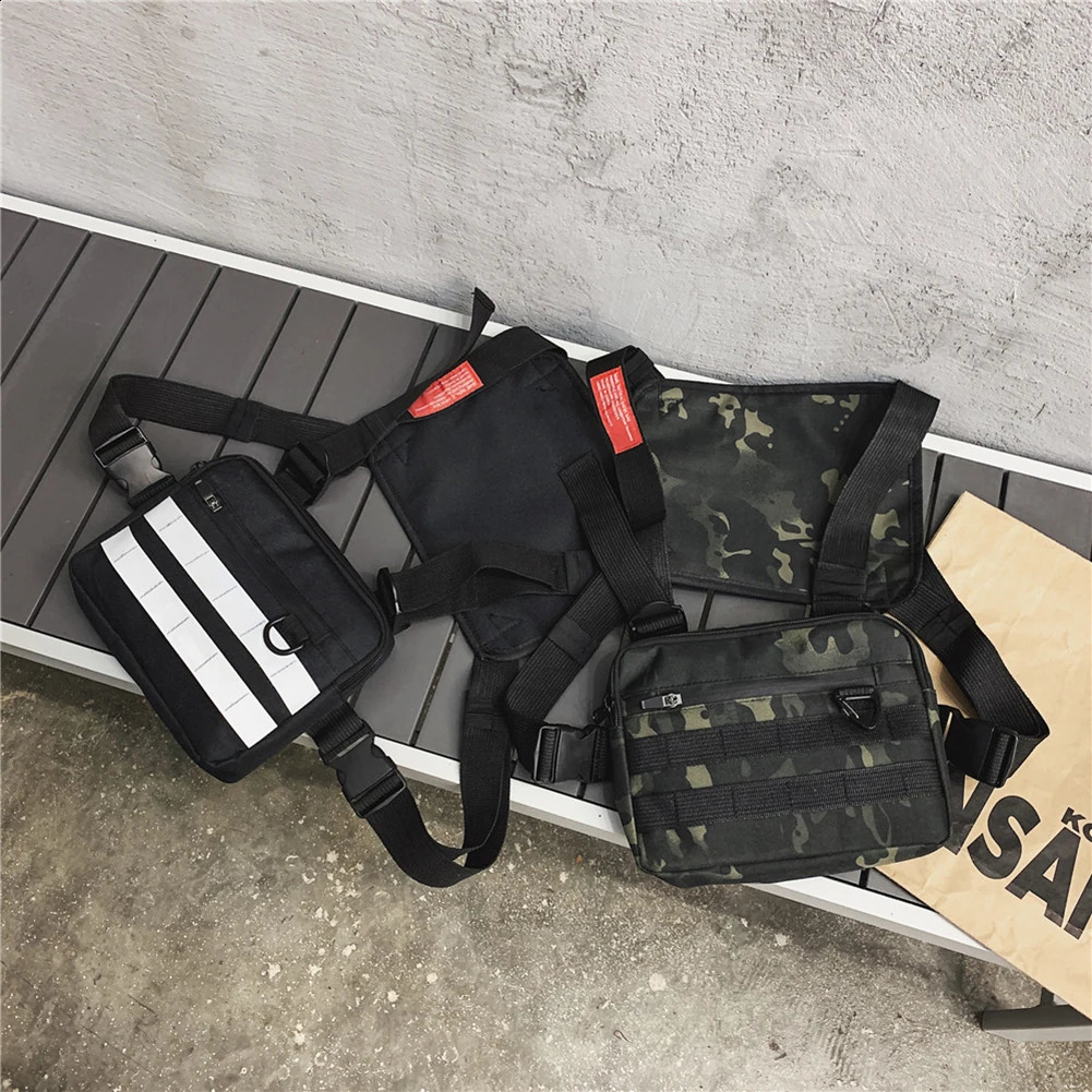 Unisex Streetwear Vest Chest Bag Oxford Cloth Waistcoat Hip Hop Shoulder Pouch 250227