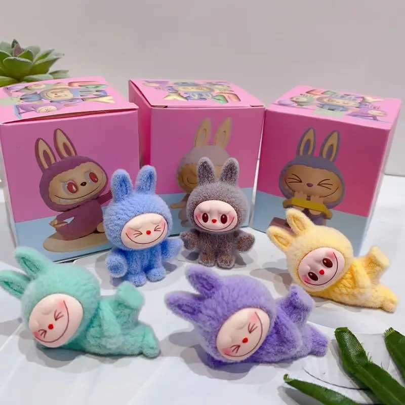 kawai 12pcs Mini hipper Labubu V1 V2 Have A Sit Cry Baby Figures Cute Doll Model Collection Decor Ornament AccessoriesT250305