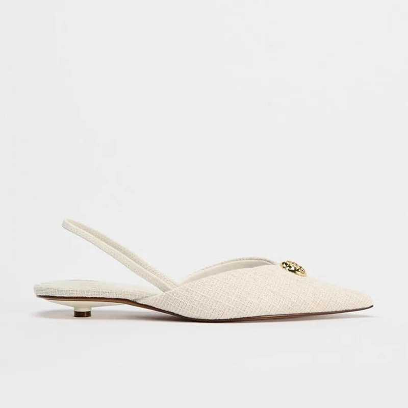 Spring Pointed Toe Wen Slingbacks Heel Wen Shoes Y250304