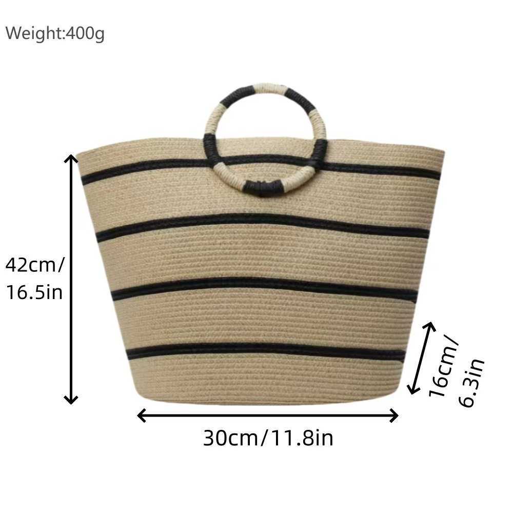 Woven Bag, Circular Handbag, Fashionable Beach Bag, Large Capacity Grass Woven Bag, Women's Tote Bag 250315