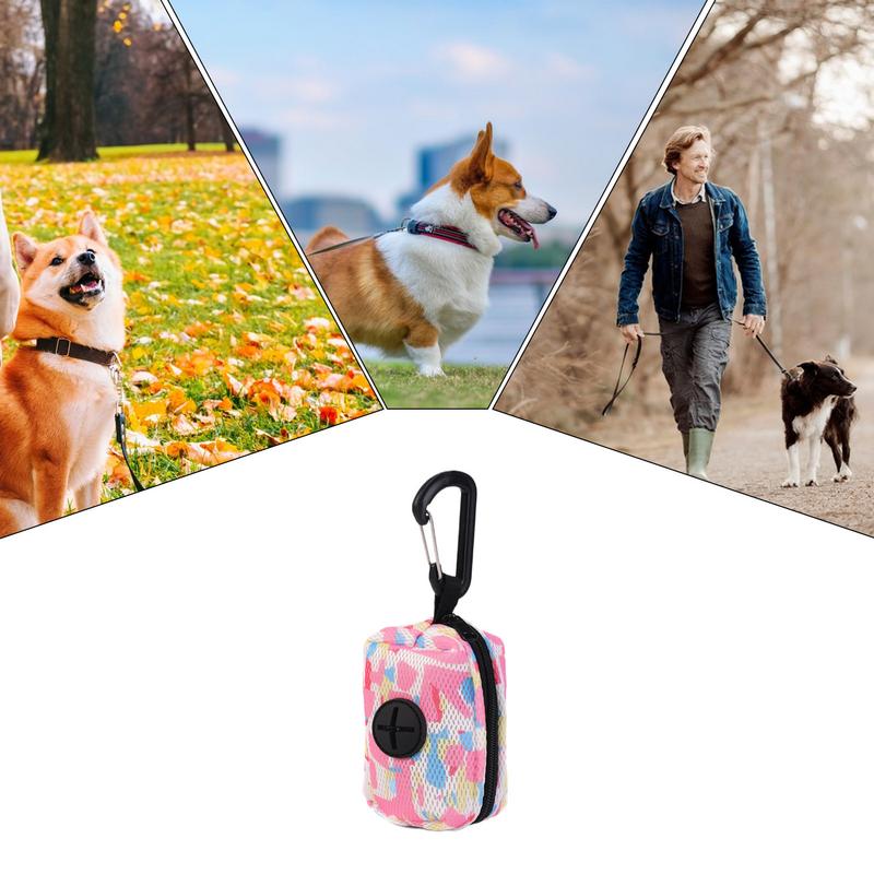 Poop Bag Dispenser Portable Dog Bag Holder Zipper Pouch Pet Waste Dispenser With Carabiner Pet Accessories For Outside Walking