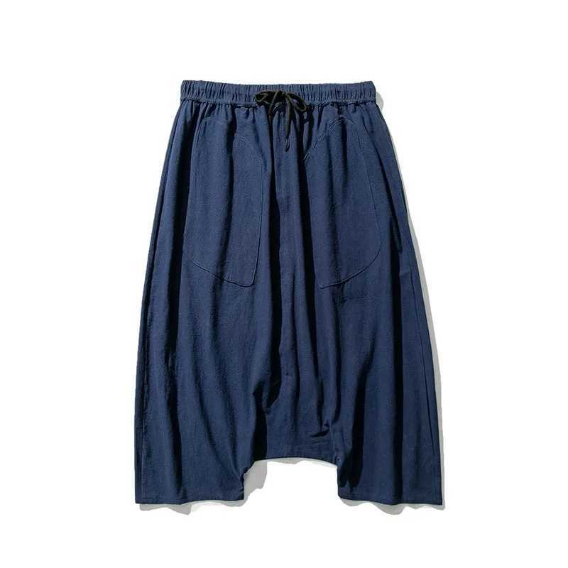 Summer New Casual Fashion Tooling Shorts Mens Wide-leg Pants Over The Knee Eight-point PantsXJ250304