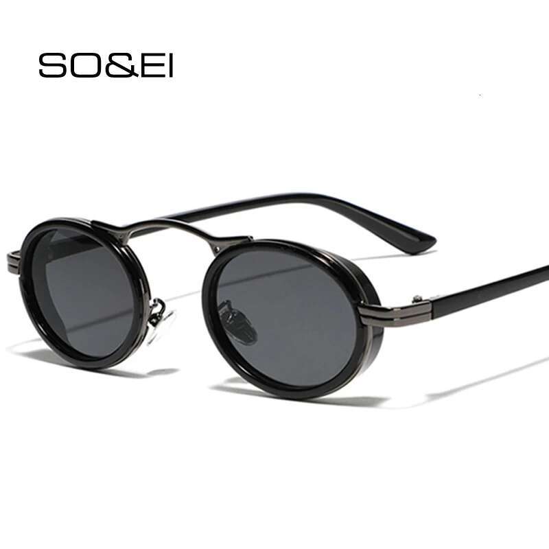 soei retro punk sunglasses women small oval gradient shades uv400 men trending semimetal sun glasses