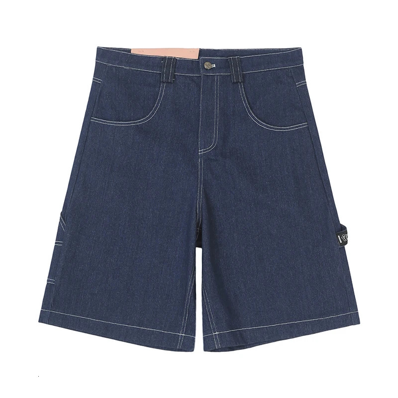 High Street Embroidery Casual Over Knee Summer Jeans Shorts Mens Wide Leg Baggy Y2K Denim Short Oversized Five Point Pants 250304