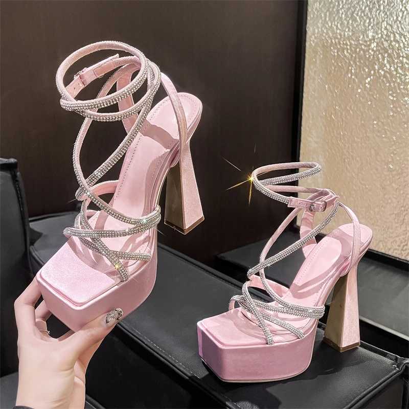 Aneikeh Water Diamd Hollow Open Toe Fi Sexy Ultra High Heel Sandals Nightclub Steel Tube Dance Shoes Gladiator SandalsXJ2500305