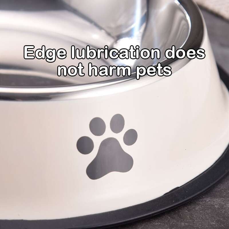 DHpet Creamy White And Dark Gray Printed Dog Bowl Pet Non-slip Bowl Dog Cat Dog Bowl Cat Bowl Stainless Steel Dog Food Bowl Rice Bowl