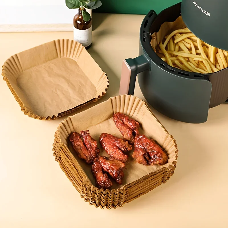 50/100pcs Air Fryer Disposable Paper Liner For Air Fryer Silicone Oil Paper Absorbing Special Paper Pad For Food Plate