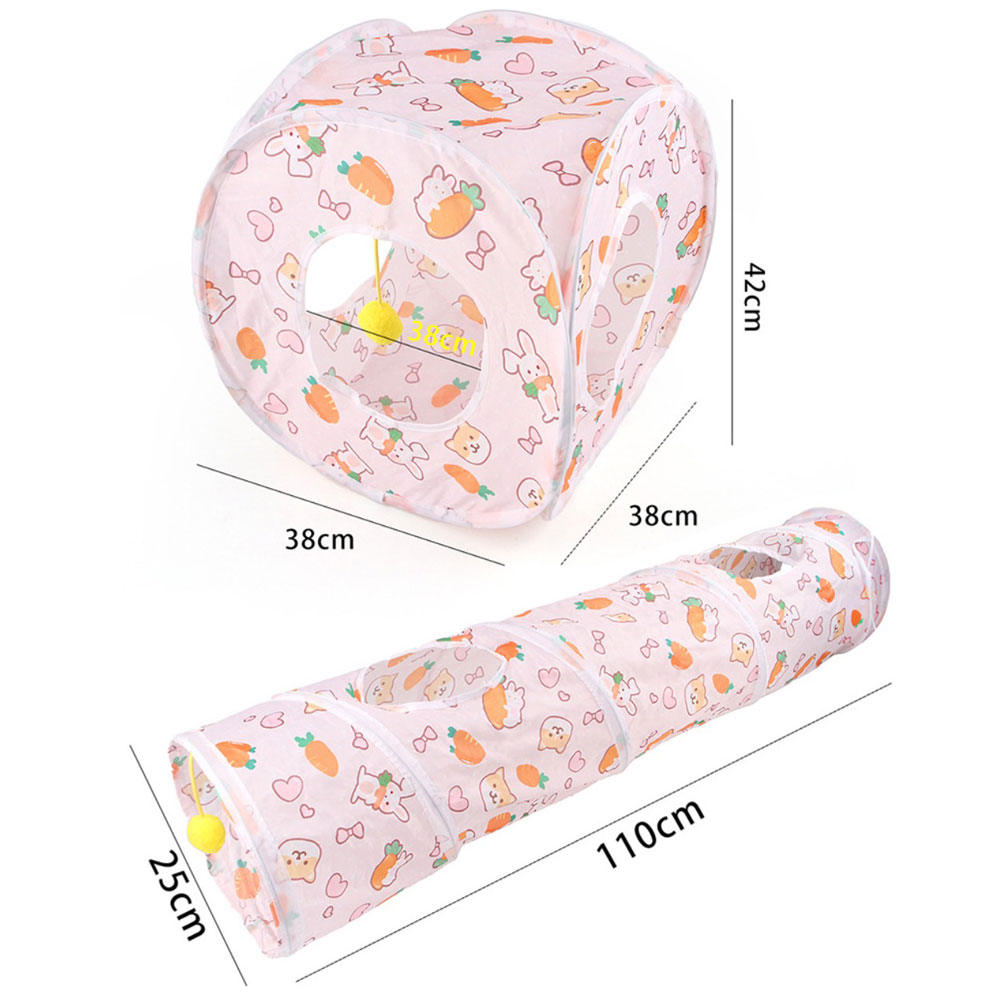 Foldable Pet Tunnel for Cat Dog Interactive Play Tent with Carrot Design Durable Cat Tunnel for Indoor/Outdoor Use Pet Playhouse