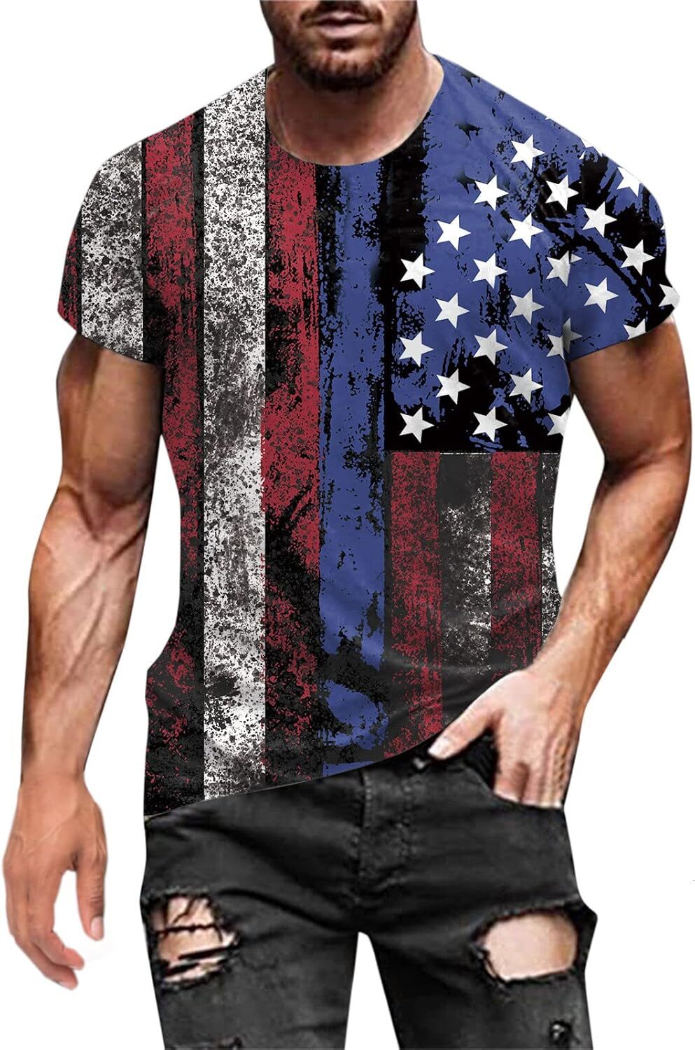 Mens T shirt Sleeve Neck Round Summer Digital Independence Mens Day T Printing Shirt 3D Blouse Short Men Shirts tee Casual tops summer clothes