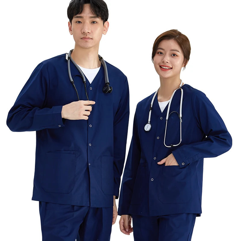 Nurse Suit Scrub Jacket Women Men Uniform Jacket and Pant Set Workwear Veterinary Doctor Working Outfit Coat Top 206 250304