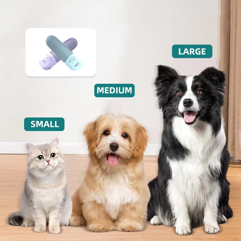 Soft Dog Toothbrush 360° Cleaning Teeth Dental Plaque Care Tools Food Grade Silicone Pet Finger Toothbrush Dog Pet Supplies