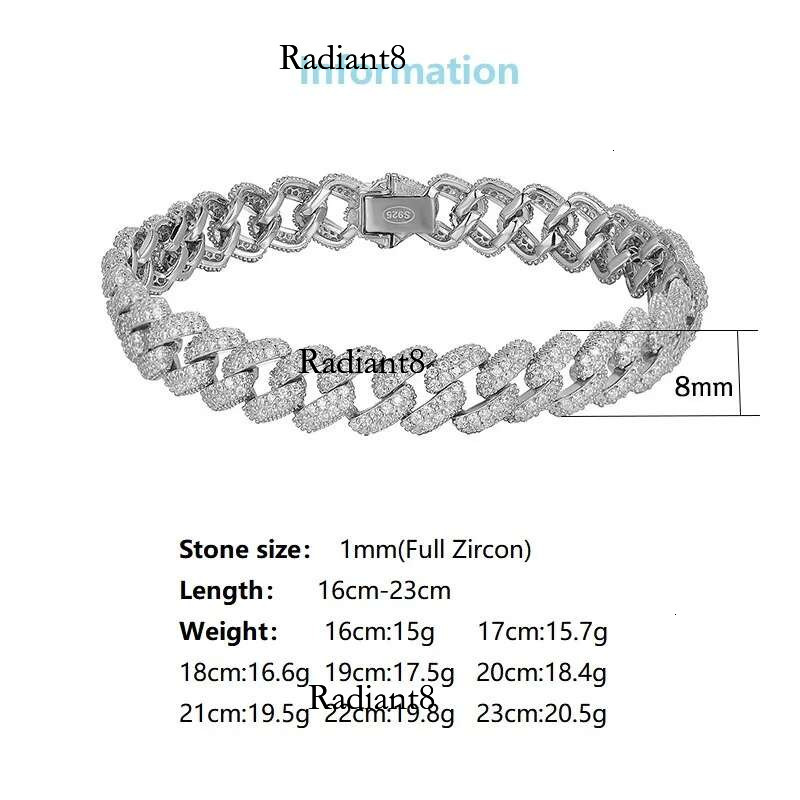 Halaile S Sterg Sier Sparkg D Color High Carbon Dia Cuban Bracelet Hip Hop Fine Jewelry for Women Men Trendy Gift