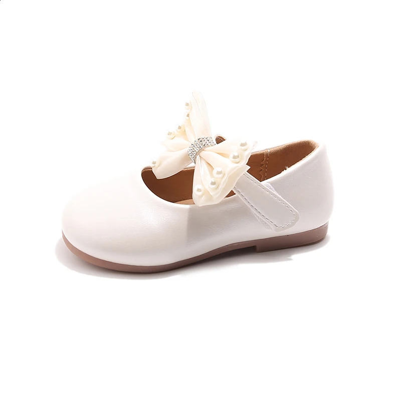 Girls Chic Dress Shoes for Wedding Party Classic Simple Elegant Kids Flats with Lace Bow-knot Princess Sweet Children Mary Janes 250305