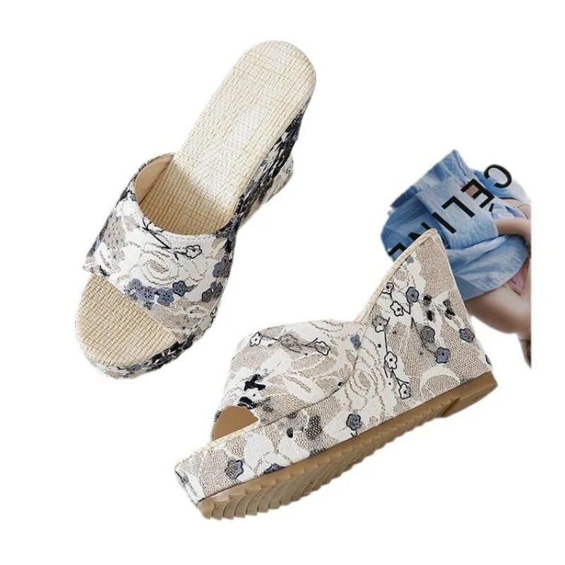 Plus Size 35-42 Shoes for Women Fashion Summer Casual Flip Flops Peep Toe Platform Wedges Slippers Non-slip Sandals The Woman 250228