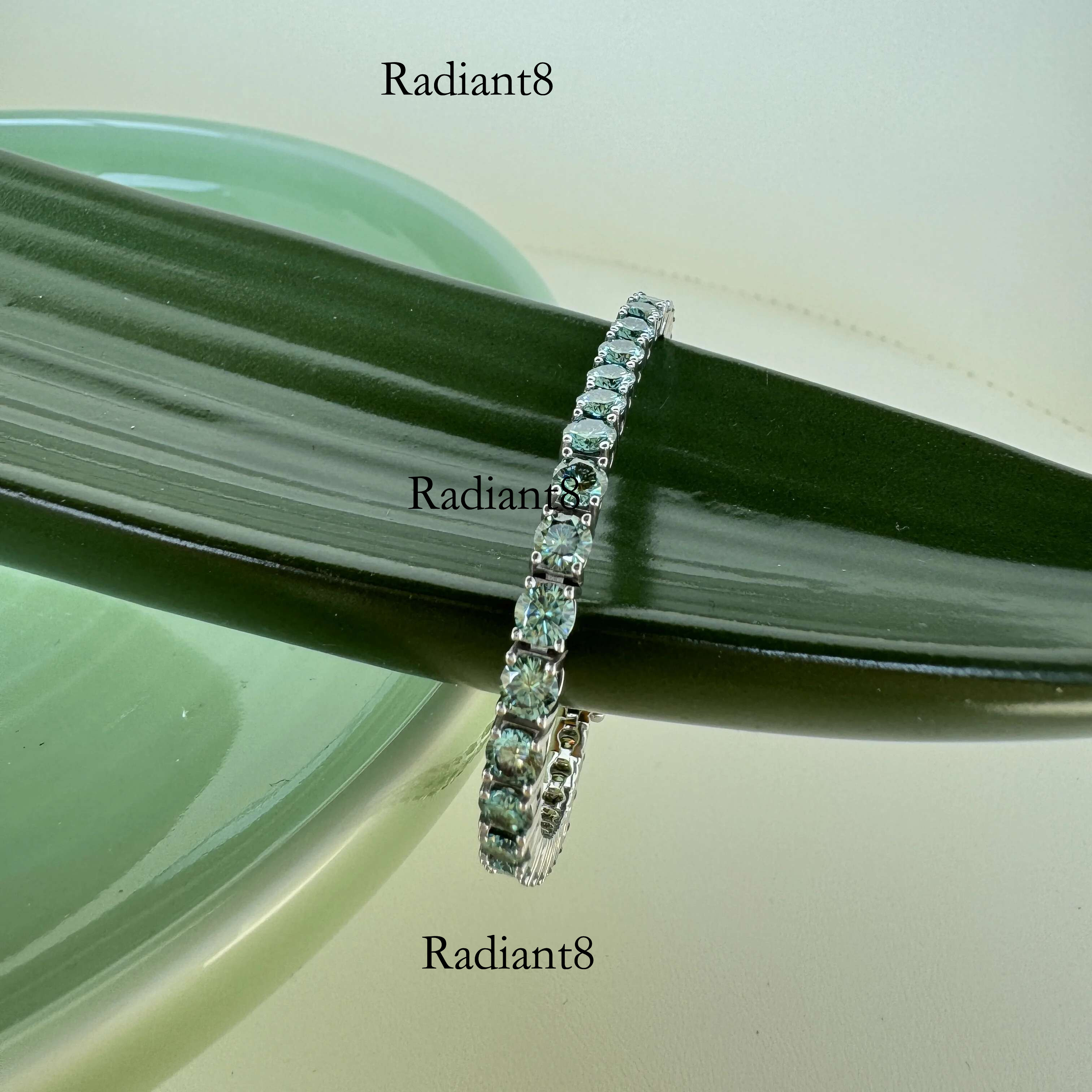 Gourch 3/4/5/6.5mm Green Moissanite Tennis Bracelet for Women&Men, Sier Plated, Anniversary Gift, Dia Tester Approved