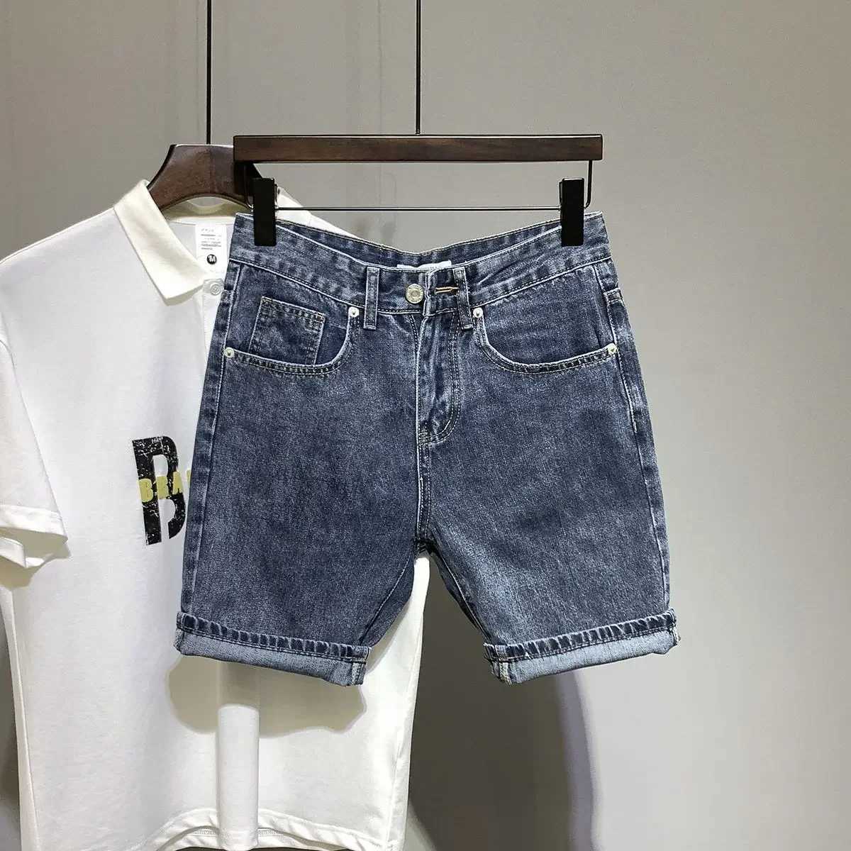Skinny Black Man Denim Shorts Cargo Slim Short Jeans Pants For Men Harajuku Xl With Premium Summer Luxury Distressed JortsT250305