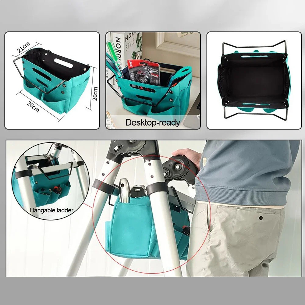 Ship from US Telescoping Ladder Tool Bag Hanging Organizer Waterproof Oxford Cloth Folding Herringbone Storage 250305FBB