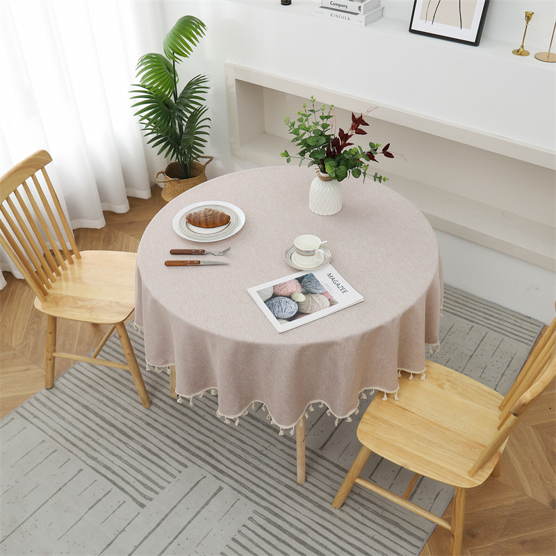 New solid color round table cloth coated waterproof and oil-proof table cloth for home use 52U801
